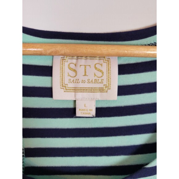 STS Sail to Sable Maxi Dress Size L Stripped Cotton Breathable Natural Vacation - Picture 3 of 6